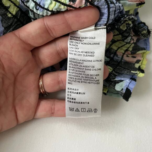 Free People Ariana Smocked Floral Square Neck Puff Sleeve Elastic Top, Size XS - Picture 10 of 11